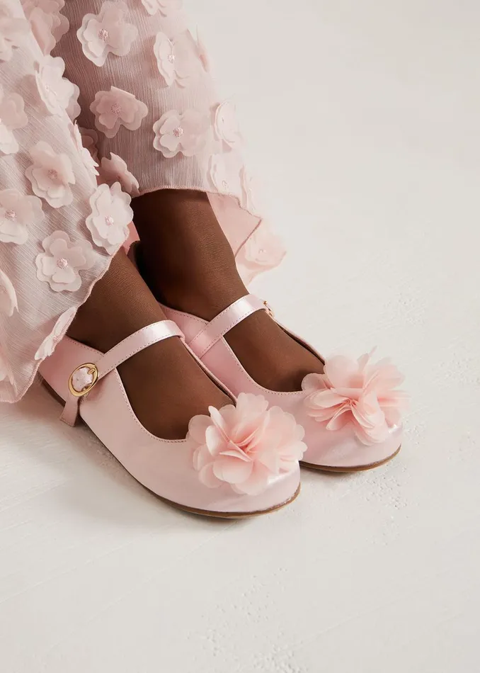 Online Girls Phase Eight Bridesmaid Dresses Satin Flower Detail Shoes Pale Pink