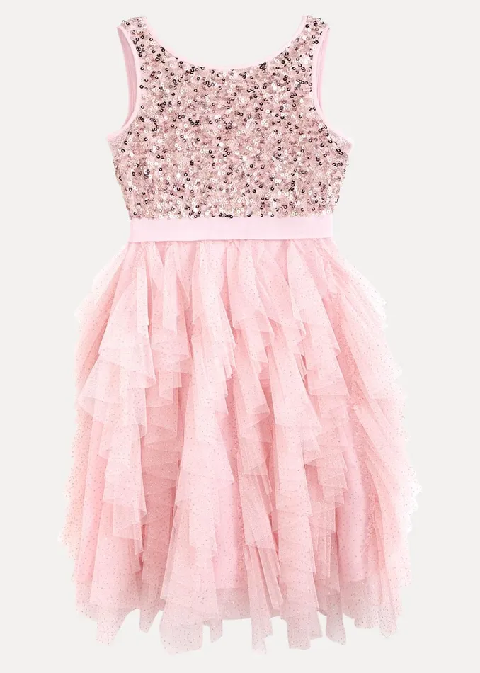 Online Girls Phase Eight Occasion Dresses Andrina Sequin Ruffle Dress Pale Pink