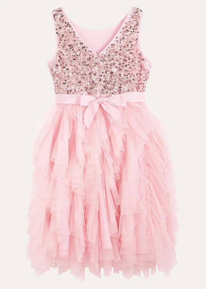 Online Girls Phase Eight Occasion Dresses Andrina Sequin Ruffle Dress Pale Pink