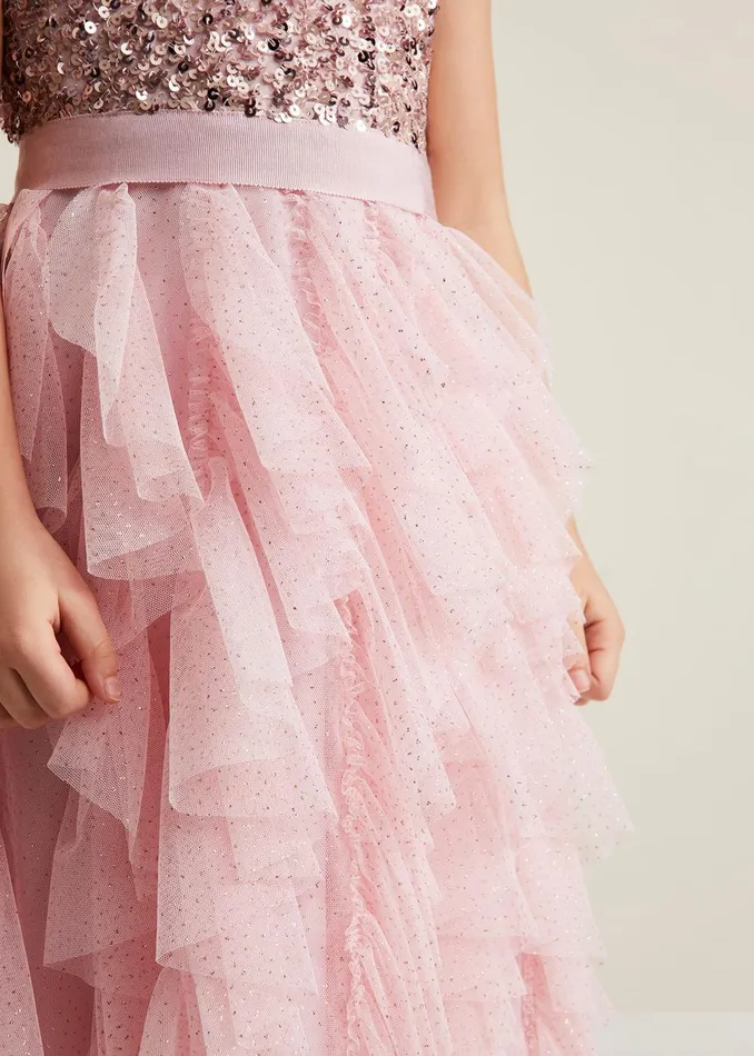 Online Girls Phase Eight Occasion Dresses Andrina Sequin Ruffle Dress Pale Pink