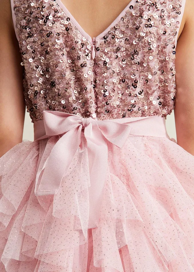 Online Girls Phase Eight Occasion Dresses Andrina Sequin Ruffle Dress Pale Pink