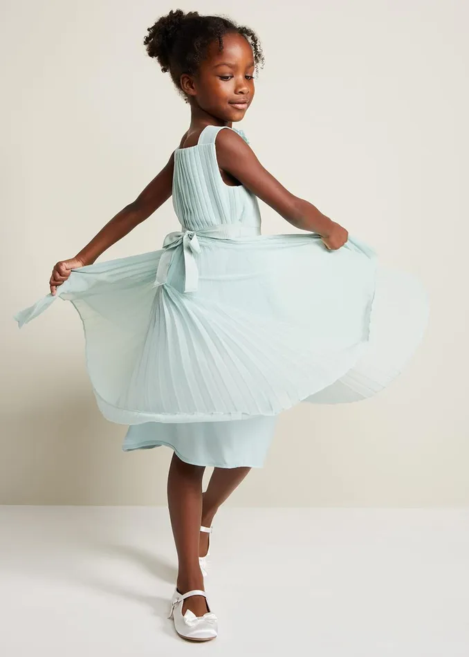 Online Girls Phase Eight Occasion Dresses Belle Pleat Dress Pale Blue