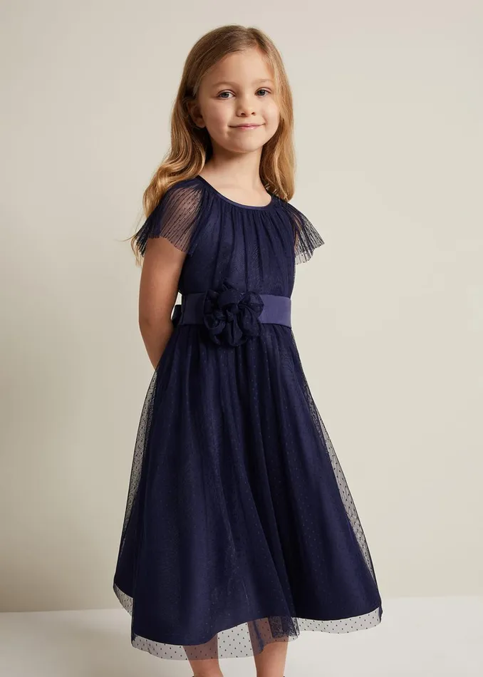 Online Girls Phase Eight Occasion Dresses Jasmine Tulle Fit And Flare Dress Navy