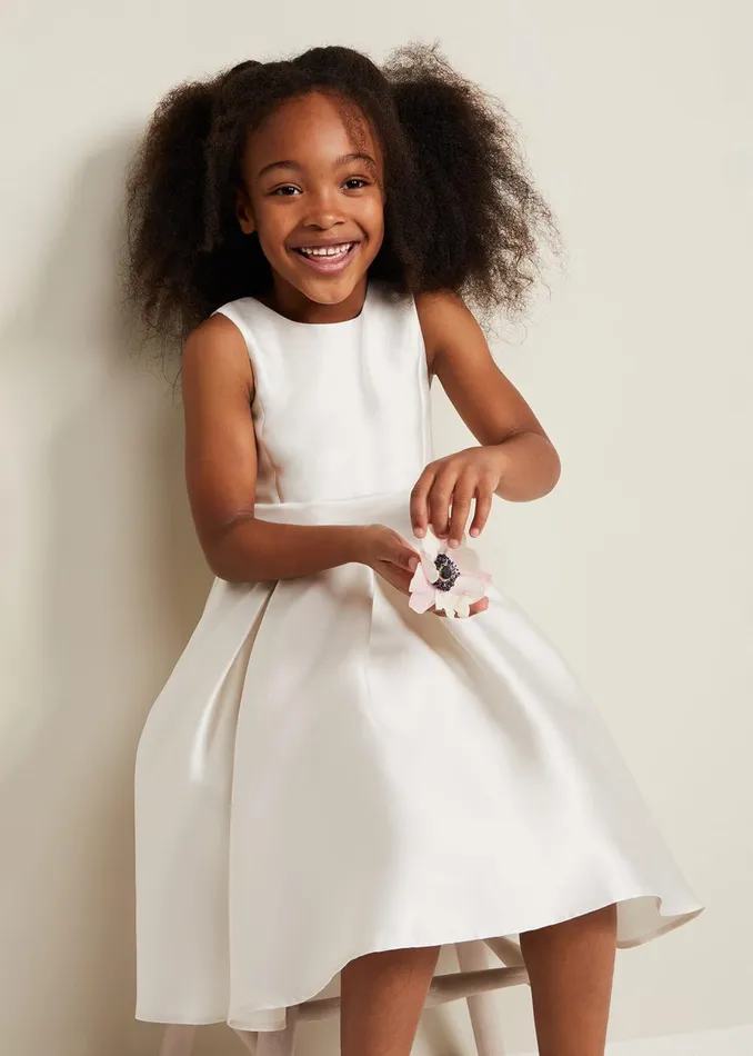 Online Girls Phase Eight Occasion Dresses Melody Satin Fit And Flare Dress White