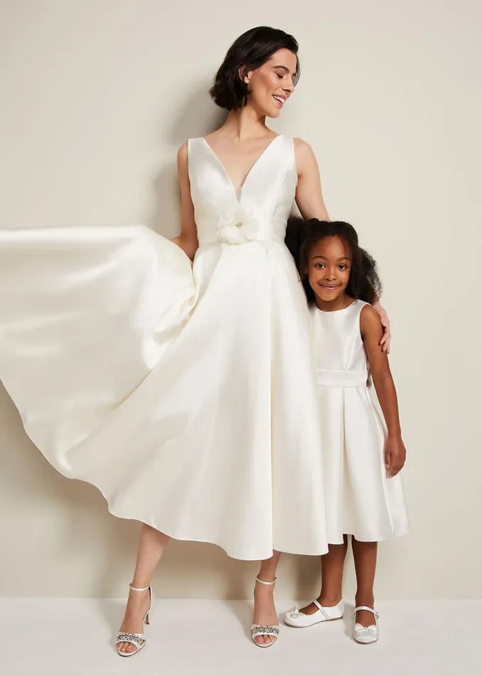 Online Girls Phase Eight Occasion Dresses Melody Satin Fit And Flare Dress White