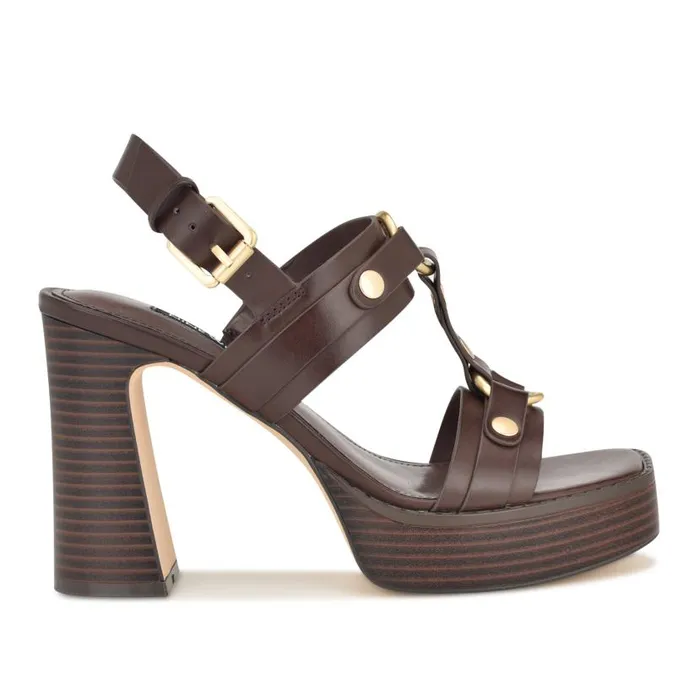 Opell Tailored Platform Sandals Dark Brown Women Nine West Sandals