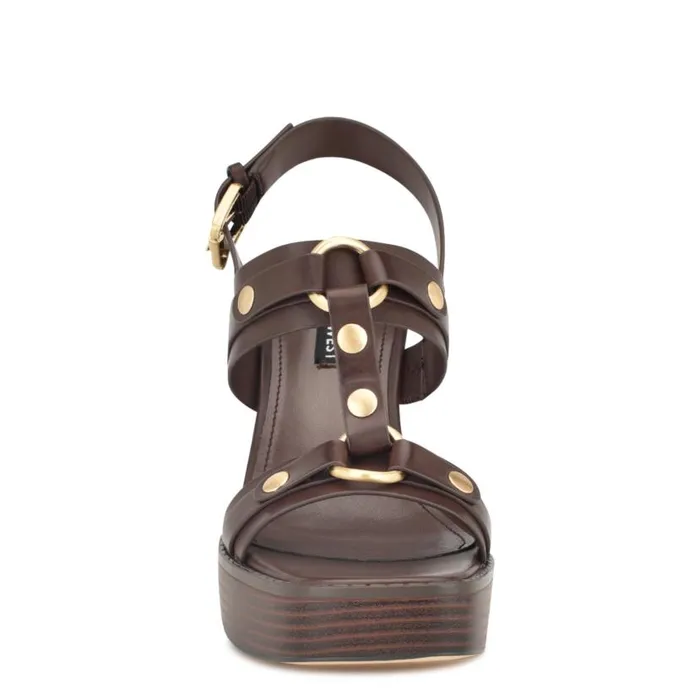 Opell Tailored Platform Sandals Dark Brown Women Nine West Sandals