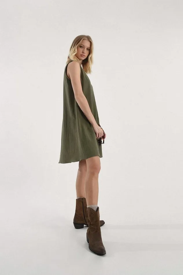 Open Back Flare Mini Dress CACTUS GREEN Women Molly Bracken Dresses