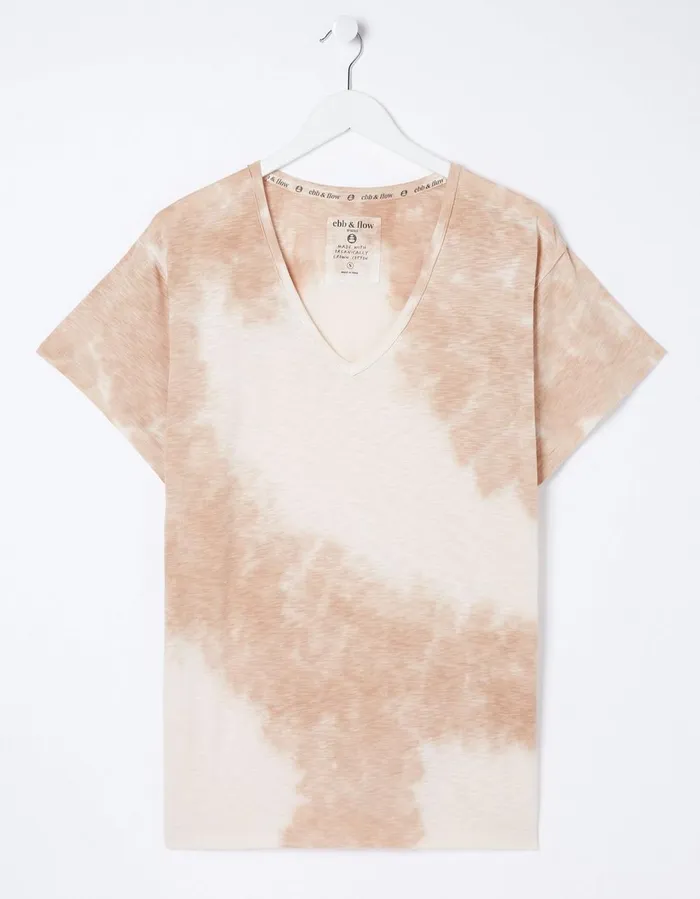 Organic Cotton Abi Tie Dye TShirt Ivory Women FatFace Nightwear and Loungewear