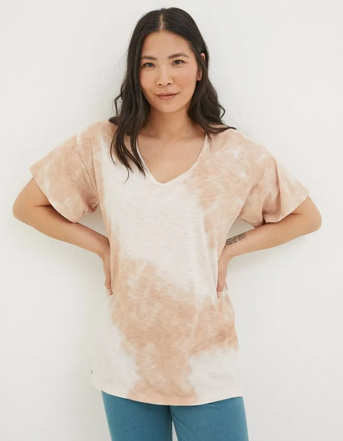 Organic Cotton Abi Tie Dye TShirt Ivory Women FatFace Nightwear and Loungewear