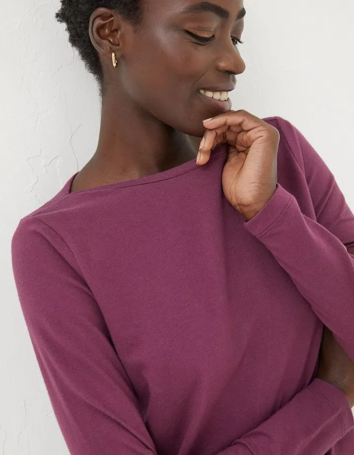 Organic Cotton Bree T Shirt Burgundy Women FatFace Tops and TShirts