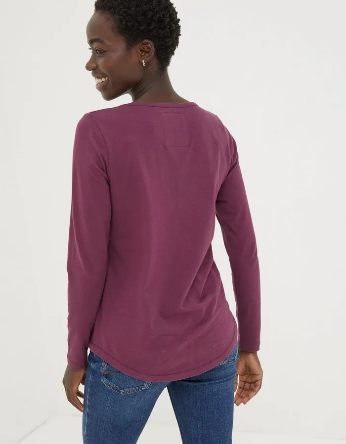 Organic Cotton Bree T Shirt Burgundy Women FatFace Tops and TShirts