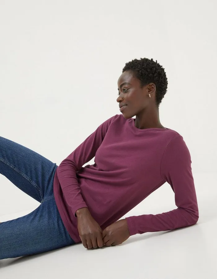 Organic Cotton Bree T Shirt Burgundy Women FatFace Tops and TShirts