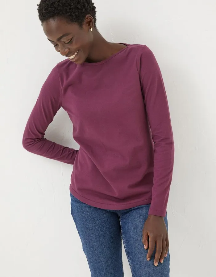 Organic Cotton Bree T Shirt Burgundy Women FatFace Tops and TShirts