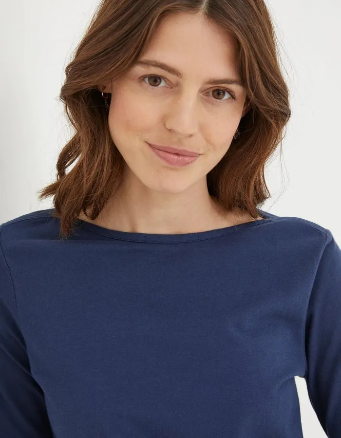 Organic Cotton Bree T Shirt Navy Women FatFace Tops and TShirts