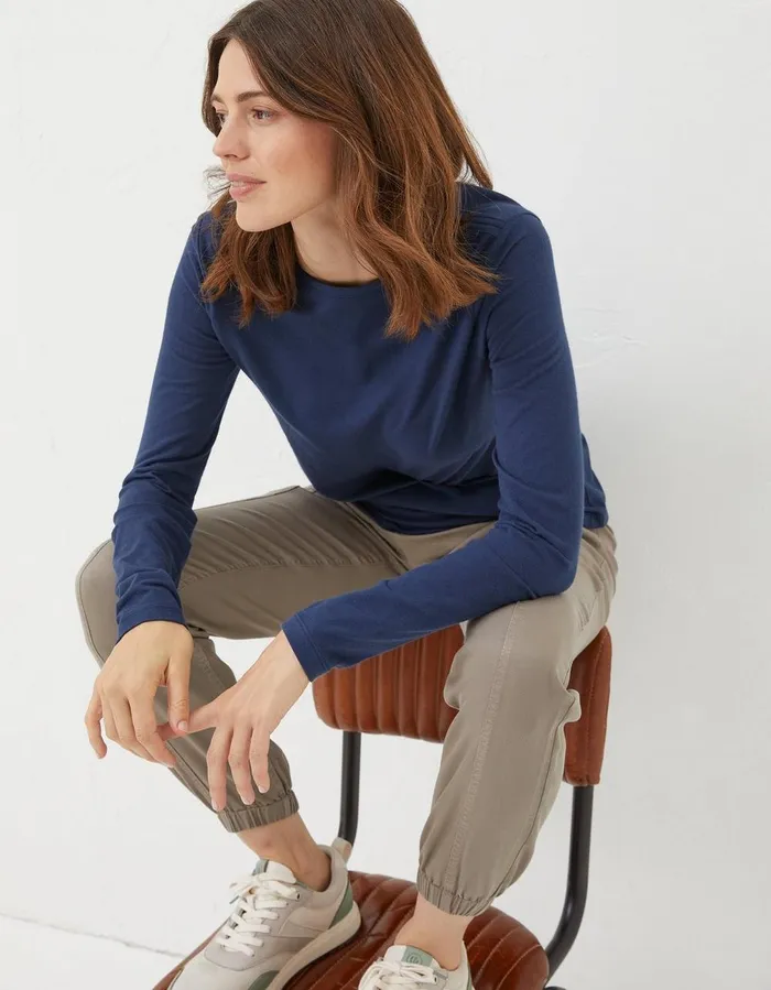 Organic Cotton Bree T Shirt Navy Women FatFace Tops and TShirts