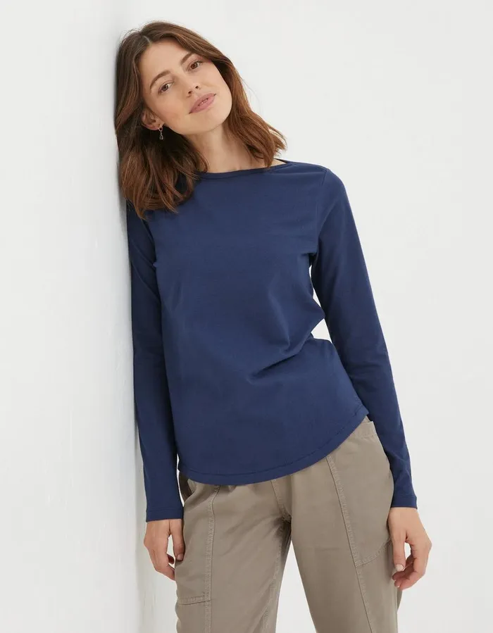 Organic Cotton Bree T Shirt Navy Women FatFace Tops and TShirts