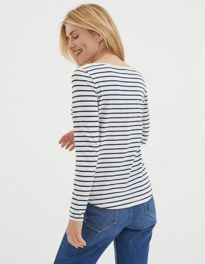Organic Cotton Breton TShirt Ivory Women FatFace Tops and TShirts