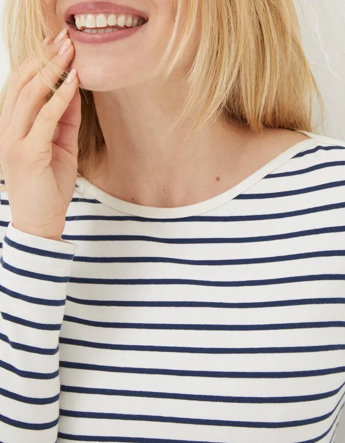 Organic Cotton Breton TShirt Ivory Women FatFace Tops and TShirts