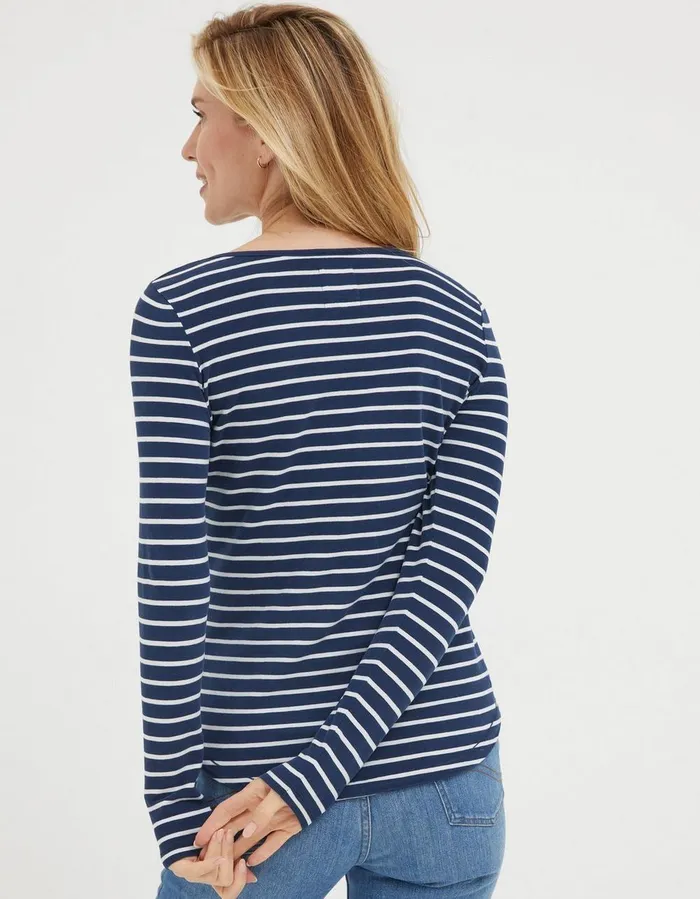Organic Cotton Breton TShirt Navy Women FatFace Tops and TShirts