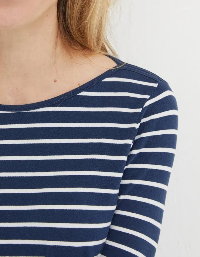 Organic Cotton Breton TShirt Navy Women FatFace Tops and TShirts