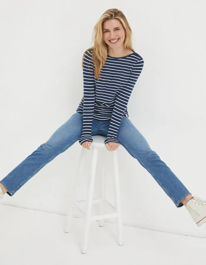 Organic Cotton Breton TShirt Navy Women FatFace Tops and TShirts