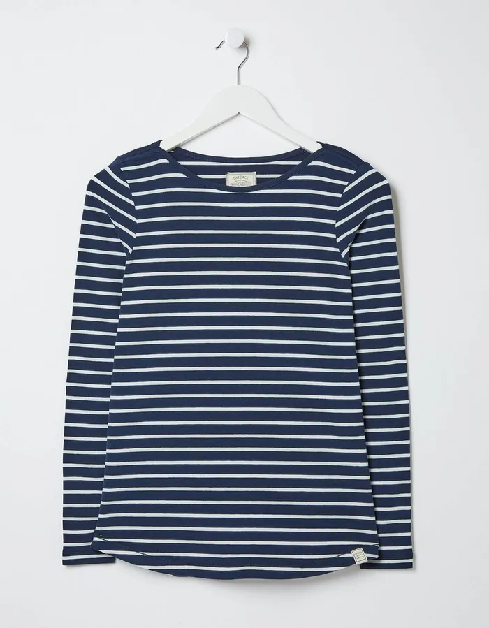 Organic Cotton Breton TShirt Navy Women FatFace Tops and TShirts