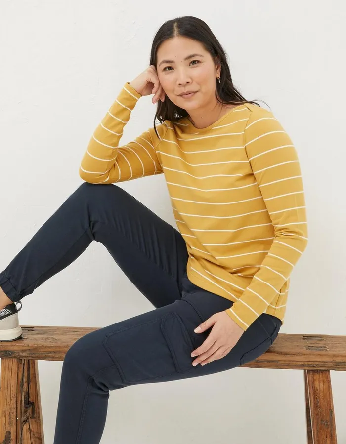 Organic Cotton Breton Top Yellow Women FatFace Tops and TShirts