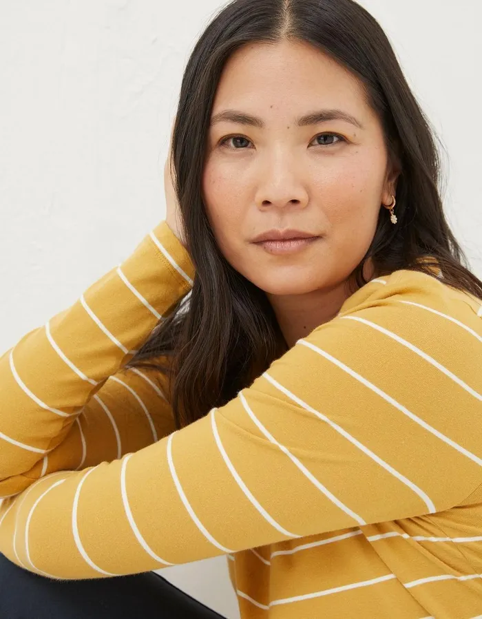 Organic Cotton Breton Top Yellow Women FatFace Tops and TShirts
