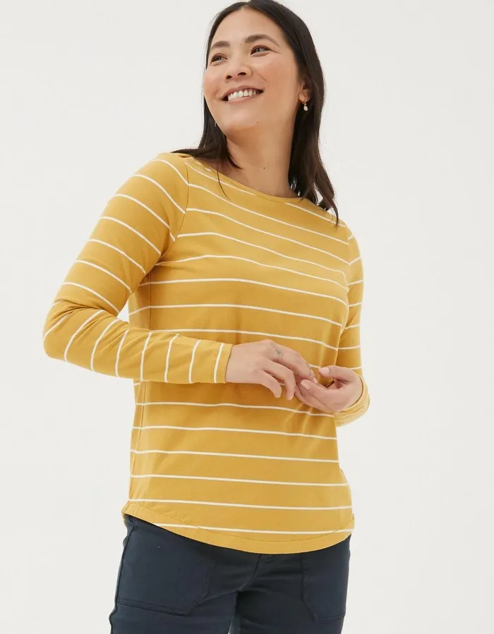 Organic Cotton Breton Top Yellow Women FatFace Tops and TShirts