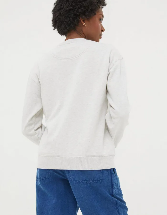 Organic Cotton Georgia Crew Sweatshirt Grey Marl Women FatFace Nightwear and Loungewear