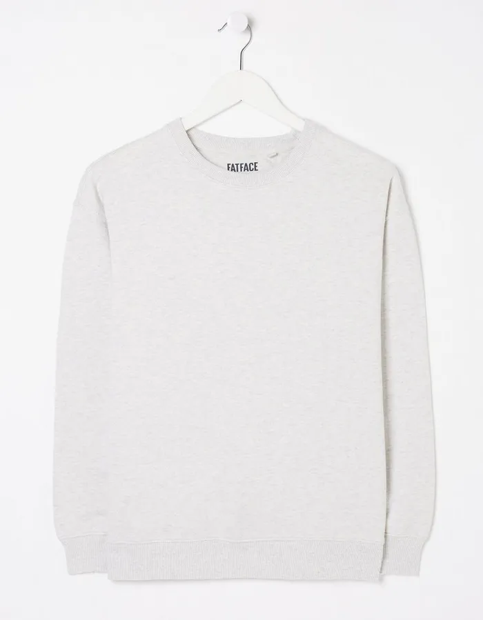 Organic Cotton Georgia Crew Sweatshirt Grey Marl Women FatFace Nightwear and Loungewear