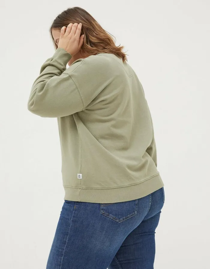 Organic Cotton Georgia Crew Sweatshirt Sage Green Women FatFace Nightwear and Loungewear