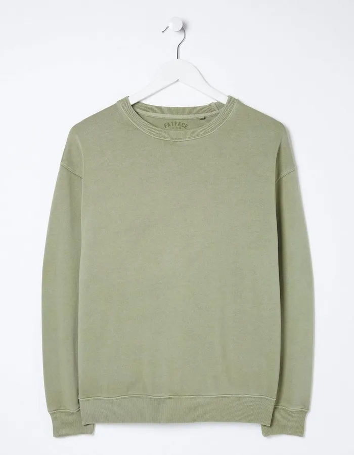 Organic Cotton Georgia Crew Sweatshirt Sage Green Women FatFace Nightwear and Loungewear