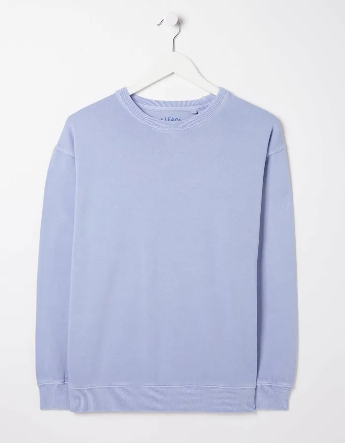 Organic Cotton Georgia Crew Sweatshirt Washed Blue Women FatFace Nightwear and Loungewear