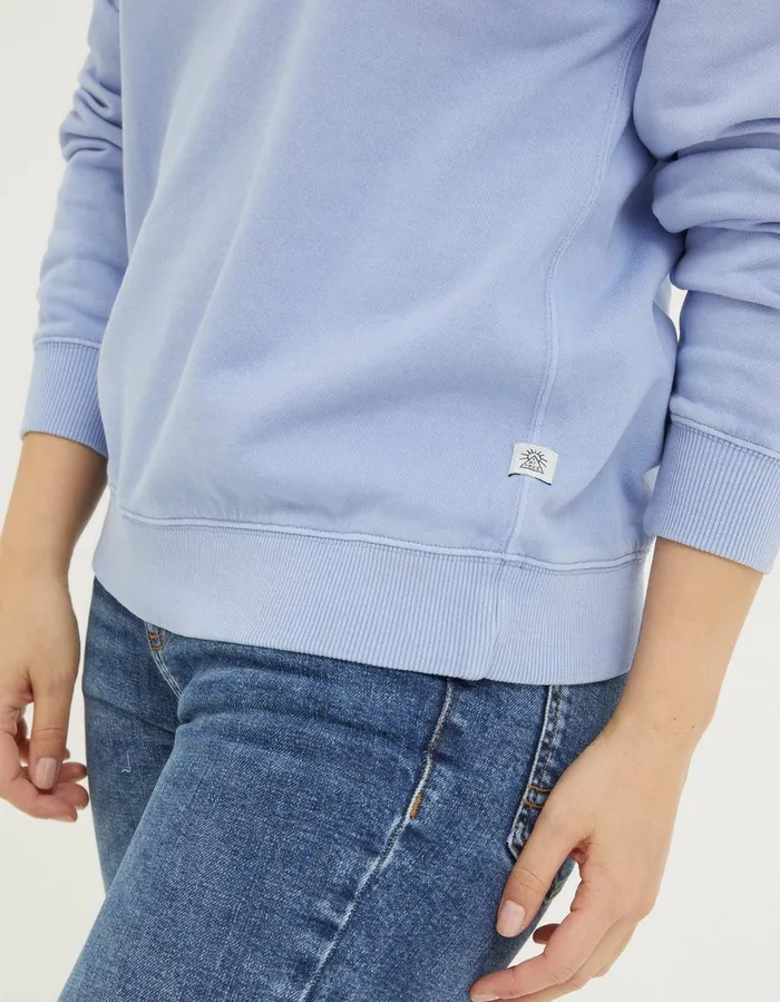Organic Cotton Georgia Crew Sweatshirt Washed Blue Women FatFace Nightwear and Loungewear