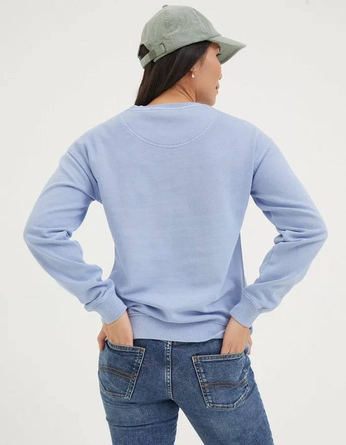 Organic Cotton Georgia Crew Sweatshirt Washed Blue Women FatFace Nightwear and Loungewear