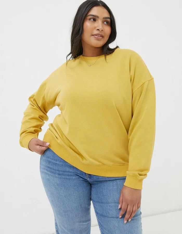 Organic Cotton Georgia Crew Sweatshirt Yellow Women FatFace Sweatshirts and Hoodies