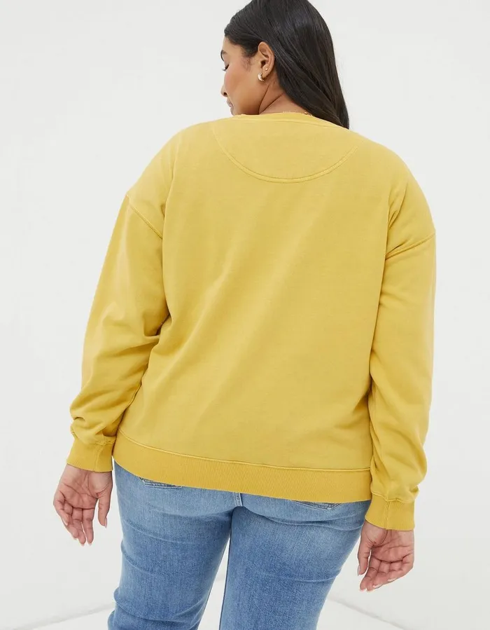 Organic Cotton Georgia Crew Sweatshirt Yellow Women FatFace Sweatshirts and Hoodies