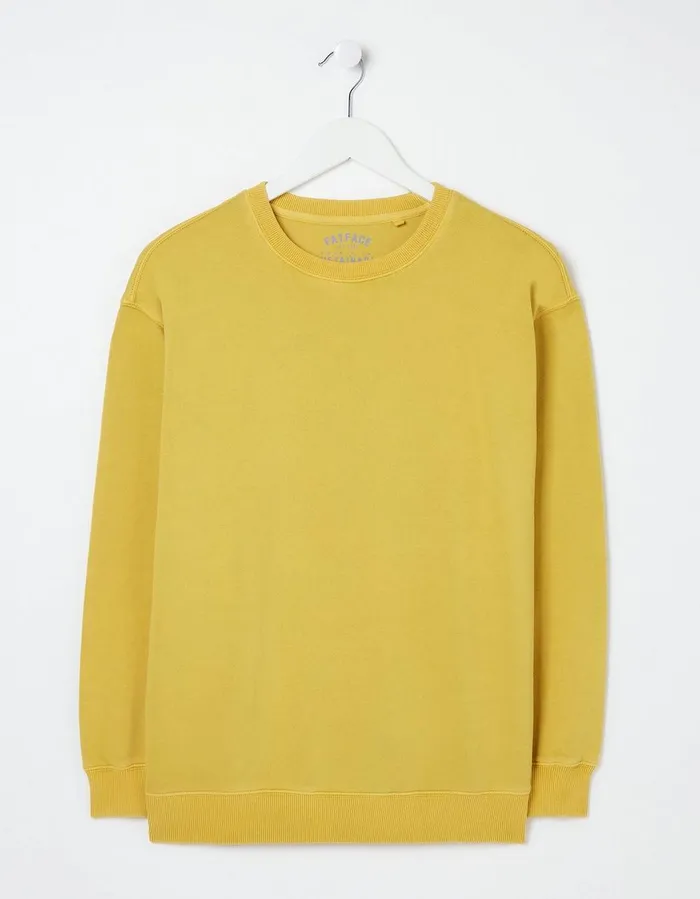 Organic Cotton Georgia Crew Sweatshirt Yellow Women FatFace Sweatshirts and Hoodies