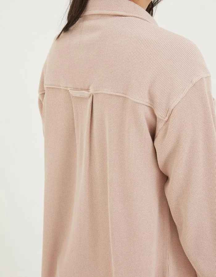 Organic Cotton Liza Waffle Shirt Light Pink Women FatFace Nightwear and Loungewear