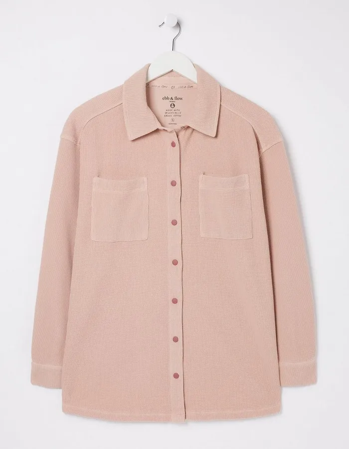Organic Cotton Liza Waffle Shirt Light Pink Women FatFace Nightwear and Loungewear