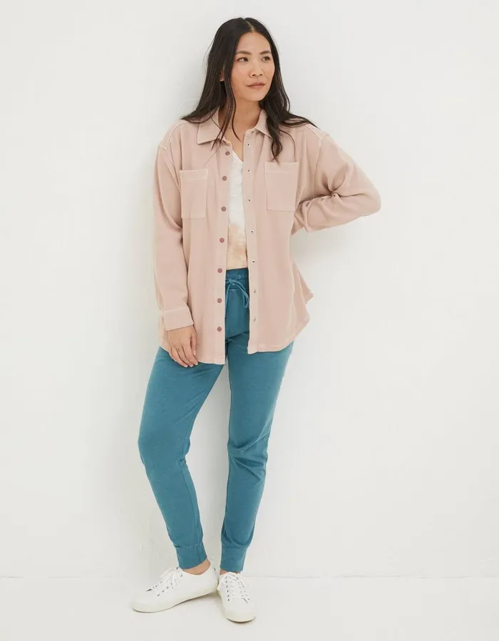 Organic Cotton Liza Waffle Shirt Light Pink Women FatFace Nightwear and Loungewear