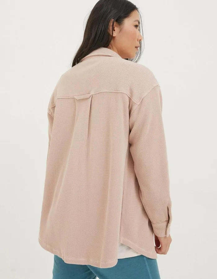 Organic Cotton Liza Waffle Shirt Light Pink Women FatFace Nightwear and Loungewear