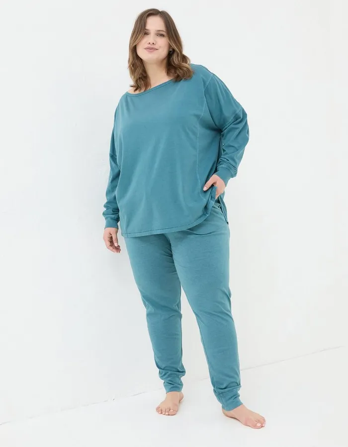 Organic Cotton Ottilie Jogger Light Teal Blue Women FatFace Nightwear and Loungewear