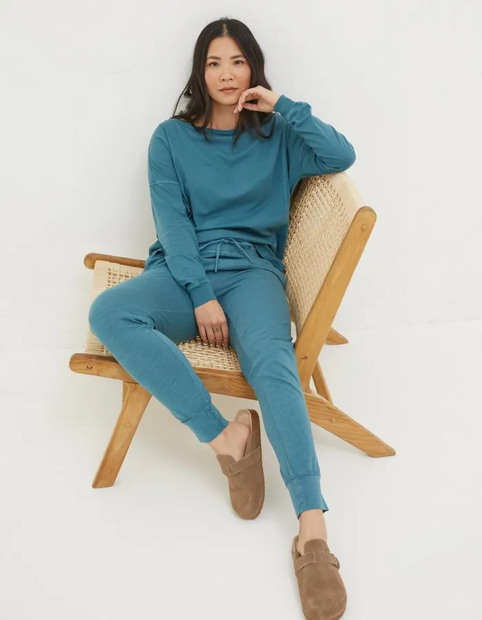 Organic Cotton Ottilie Jogger Light Teal Blue Women FatFace Nightwear and Loungewear