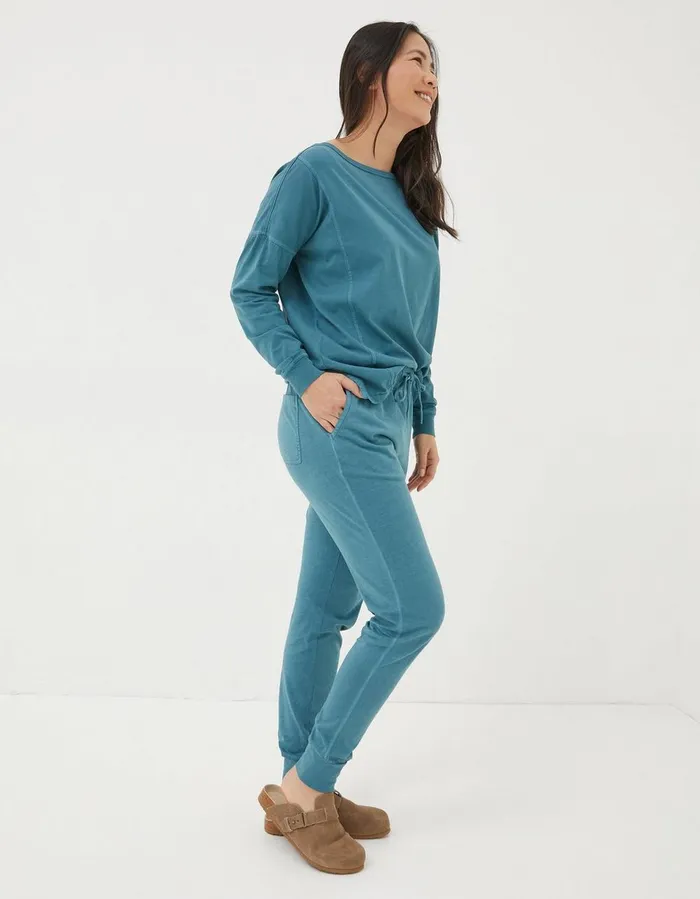 Organic Cotton Ottilie Jogger Light Teal Blue Women FatFace Nightwear and Loungewear
