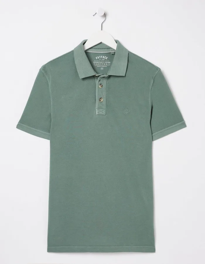 Organic Cotton Pique Polo Green Haze Men FatFace Polo Shirts