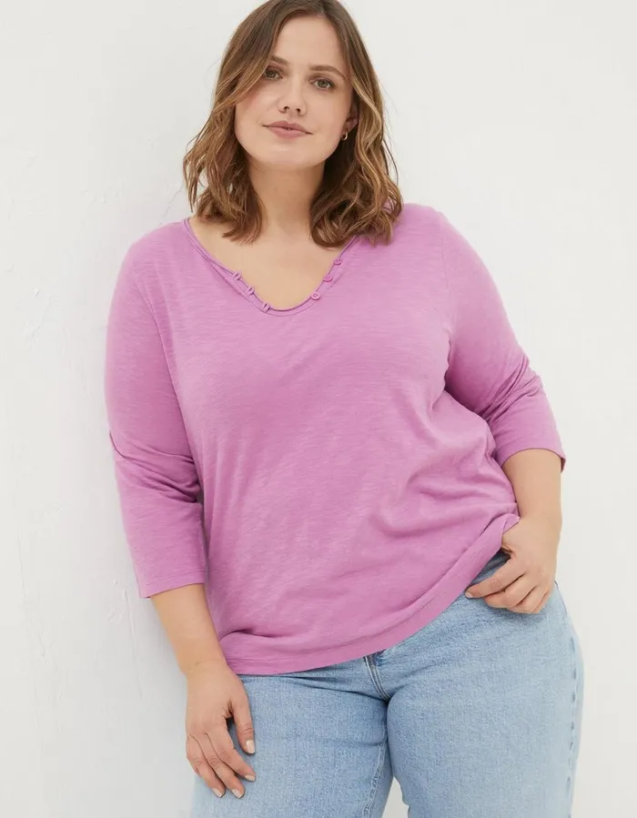 Organic Cotton Porter T Shirt Berry Pink Women FatFace Tops and TShirts