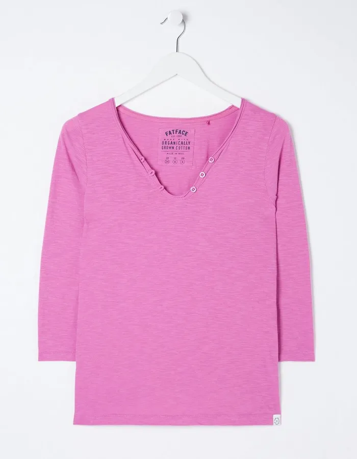 Organic Cotton Porter T Shirt Berry Pink Women FatFace Tops and TShirts